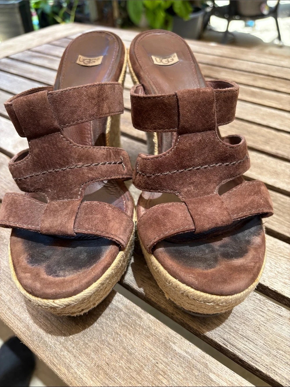 UGG Brown Suede Espadrille Wedge Sandals size 7.5